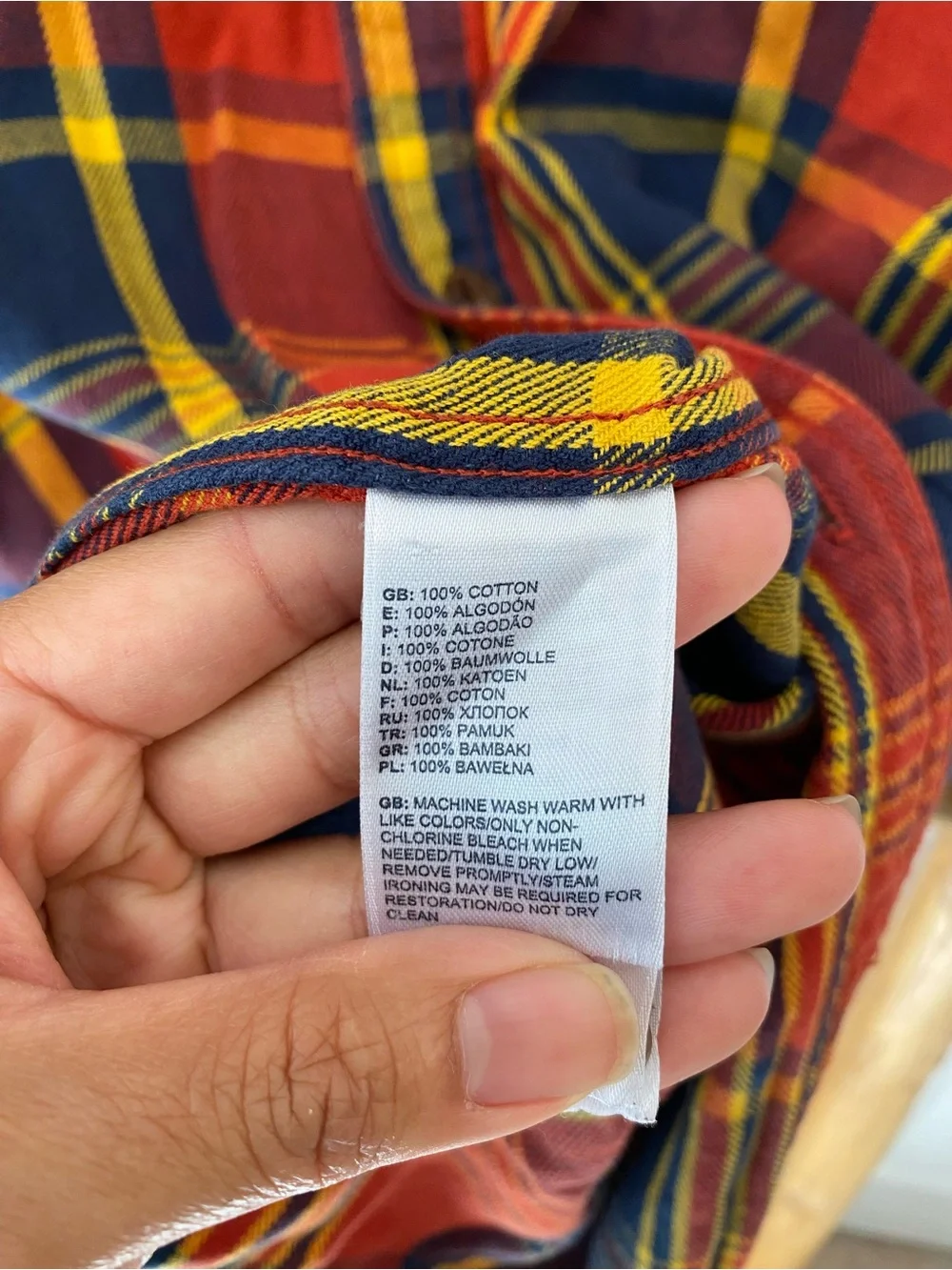 The North Face Men's Sz Large Orange Plaid Flannel Shirt Long Sleeve W/Pockets
